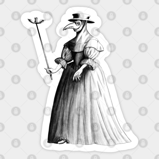 Lady Plague Doctor (white) Sticker by AlexTal